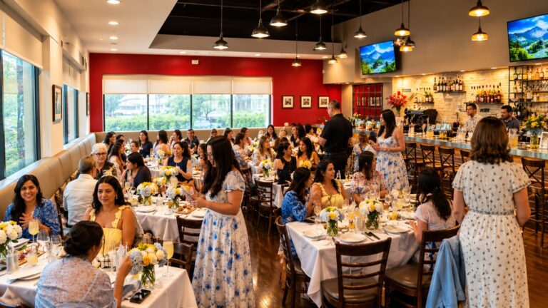 Bellini Italian Bistro in Weston, Florida, with a lively dining room and guests enjoying a meal.